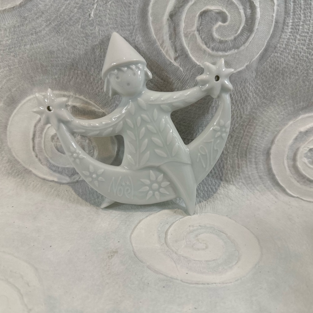 Haviland Cream Holiday Ornament with Whimsical Design moon